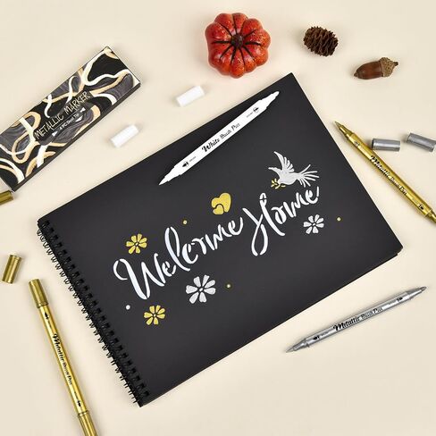 HNIHUY Metallic Markers Pens - White Silver and Gold Paint Pens for Black Paper, Glass, Rock Painting, Halloween Pumpkin, Card Making, Scrapbooking, Photo Album, Set of 4 in Saudi Arabia