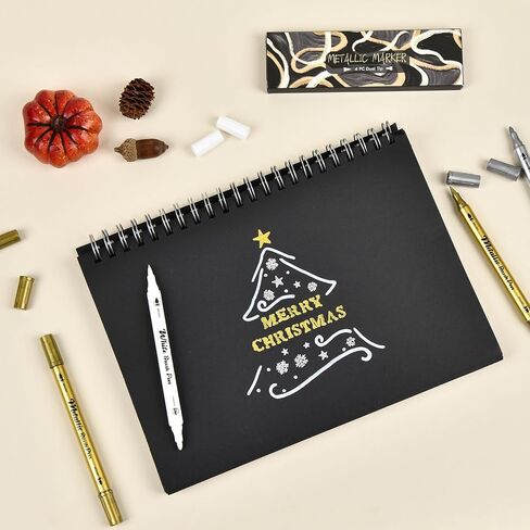 HNIHUY Metallic Markers Pens - White Silver and Gold Paint Pens for Black Paper, Glass, Rock Painting, Halloween Pumpkin, Card Making, Scrapbooking, Photo Album, Set of 4 in Saudi Arabia