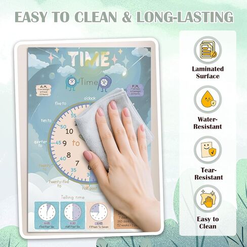 16 Educational Posters for Preschoolers, Laminated PreK Learning Poster Charts for Toddlers 1-3, Learning Wall Charts for Kids’ Bedroom, Playroom, Preschool, Kindergarten and Homeschool (Morandi A) in Saudi Arabia