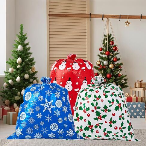 sishunhang 3PCS Large Christmas Gift Bags 44"x33" Jumbo Extra Large Gift Bags,Big Xmas Present Bags,Santa Big Holiday Gift Bags For Christmas Party Supplies in Saudi Arabia