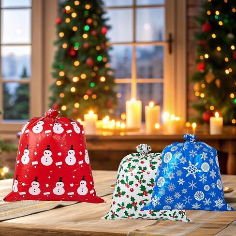 sishunhang 3PCS Large Christmas Gift Bags 44"x33" Jumbo Extra Large Gift Bags,Big Xmas Present Bags,Santa Big Holiday Gift Bags For Christmas Party Supplies in Saudi Arabia