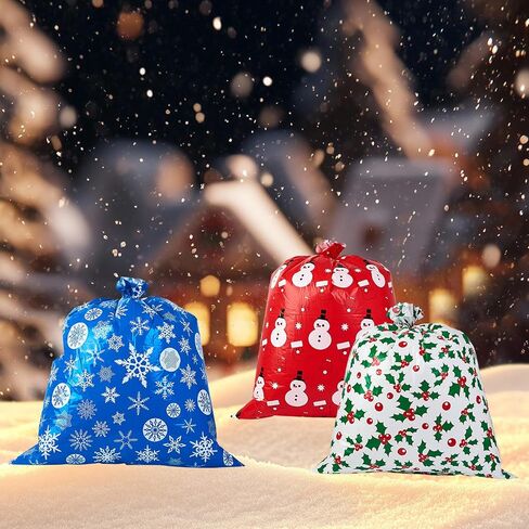 sishunhang 3PCS Large Christmas Gift Bags 44"x33" Jumbo Extra Large Gift Bags,Big Xmas Present Bags,Santa Big Holiday Gift Bags For Christmas Party Supplies in Saudi Arabia