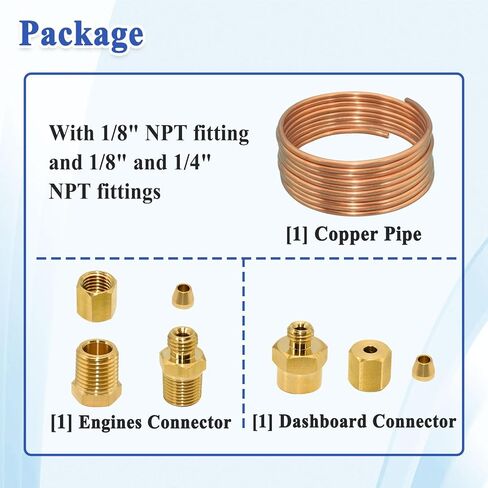72'' Oil Pressure Gauge Tubing Kit, Set of Copper Tube and Threaded Parts, Universal Fit in Saudi Arabia