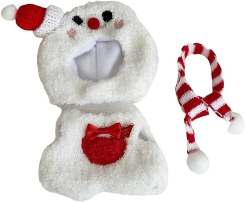 17cm Doll Clothes 4 Piece Set for Labubu Christmas Frosty Outfit Hooded Jumpsuit Scarf Shoes Cute Holiday Plush Costume (hat+Suit+Scarf+Shoes) in Saudi Arabia