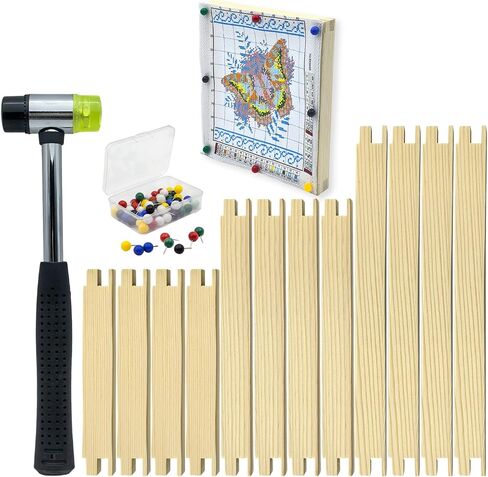 12 PCS Needlepoint Stretcher Bars, 3 Sizes Canvas Stretcher Bars for Needlepoint, Embroidery Stitch Frame Kit with Rubber Mallet (6" 8" 10“) in Saudi Arabia