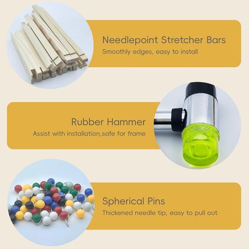 12 PCS Needlepoint Stretcher Bars, 3 Sizes Canvas Stretcher Bars for Needlepoint, Embroidery Stitch Frame Kit with Rubber Mallet (6" 8" 10“) in Saudi Arabia
