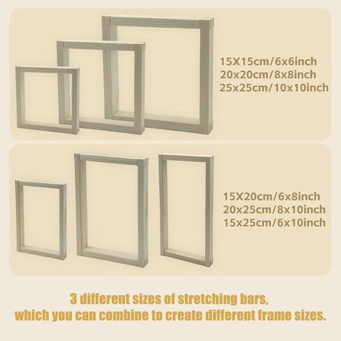 12 PCS Needlepoint Stretcher Bars, 3 Sizes Canvas Stretcher Bars for Needlepoint, Embroidery Stitch Frame Kit with Rubber Mallet (6" 8" 10“) in Saudi Arabia