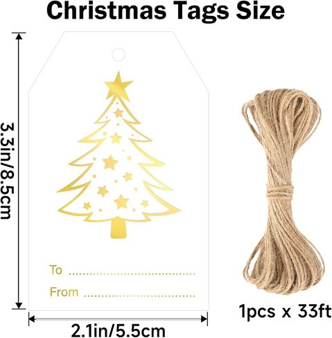 joycraft 50Pcs Happy Holiday Gift Tags with String - 3.3x2.1 in Thank You for All You Do Hangtags, White Christmas Paper Tags for Gift Wrapping, Bags, DIY Craft, Xmas Decor in Saudi Arabia