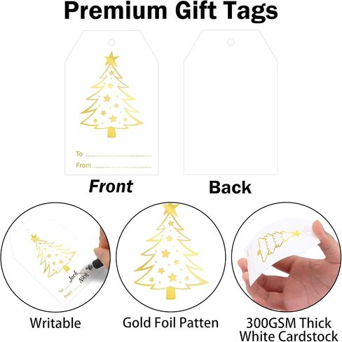 joycraft 50Pcs Happy Holiday Gift Tags with String - 3.3x2.1 in Thank You for All You Do Hangtags, White Christmas Paper Tags for Gift Wrapping, Bags, DIY Craft, Xmas Decor in Saudi Arabia