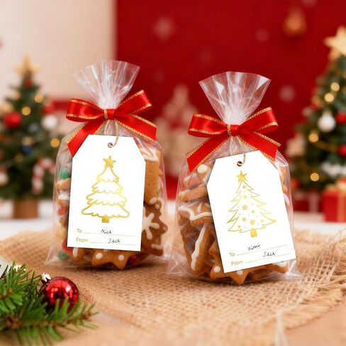 joycraft 50Pcs Happy Holiday Gift Tags with String - 3.3x2.1 in Thank You for All You Do Hangtags, White Christmas Paper Tags for Gift Wrapping, Bags, DIY Craft, Xmas Decor in Saudi Arabia