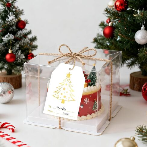 joycraft 50Pcs Happy Holiday Gift Tags with String - 3.3x2.1 in Thank You for All You Do Hangtags, White Christmas Paper Tags for Gift Wrapping, Bags, DIY Craft, Xmas Decor in Saudi Arabia