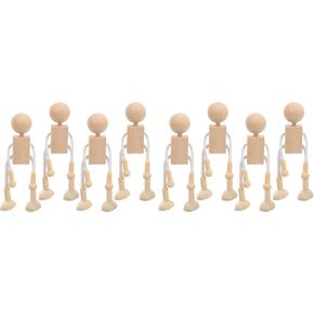 4 pcs Unfinished Wooden Robot Peg Dolls Wooden Figures People Bodies for DIY Painting Supplies Peg Dolls in Kuwait