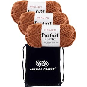 Premier Yarns Parfait Chunky Sunshine 1150-12 (3-Skeins - Same Dye Lot) Weight S Bulky #6 Polyester Yarn for Crocheting and Knitting with Project Bag in Kuwait