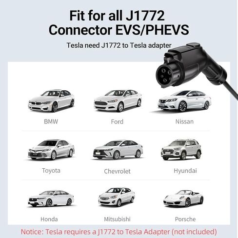 شاحن سيارة محمول من المستوى 1&2 - معتمد من ETL، شاحن EV بقوة 110 فولت - 240 فولت مع كابل 25 قدم، قابس NEMA 6-20 ومحطة شحن EV بمحول NEMA 5-15، شواحن EV احتياطية محمولة لجميع سيارات SAE J1772 in Kuwait