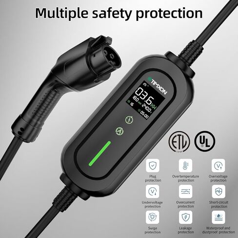 شاحن سيارة محمول من المستوى 1&2 - معتمد من ETL، شاحن EV بقوة 110 فولت - 240 فولت مع كابل 25 قدم، قابس NEMA 6-20 ومحطة شحن EV بمحول NEMA 5-15، شواحن EV احتياطية محمولة لجميع سيارات SAE J1772 in Kuwait