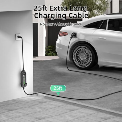 شاحن سيارة محمول من المستوى 1&2 - معتمد من ETL، شاحن EV بقوة 110 فولت - 240 فولت مع كابل 25 قدم، قابس NEMA 6-20 ومحطة شحن EV بمحول NEMA 5-15، شواحن EV احتياطية محمولة لجميع سيارات SAE J1772 in Kuwait