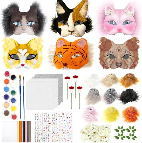 WAYNHUI Diy Therian Mask Kit مادة قناع ثعلب القط الفارغة - من أجل Therian Gear Stuff for Halloween، Cosplay، Masquerade، Party. in Kuwait