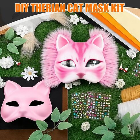 WAYNHUI Diy Therian Mask Kit مادة قناع ثعلب القط الفارغة - من أجل Therian Gear Stuff for Halloween، Cosplay، Masquerade، Party. in Kuwait