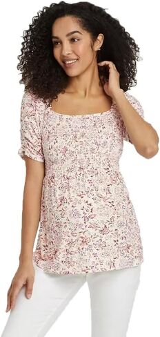 Isabel Maternity by Ingrid & Isabel Elbow Sleeve Smocked Maternity Top - in Saudi Arabia