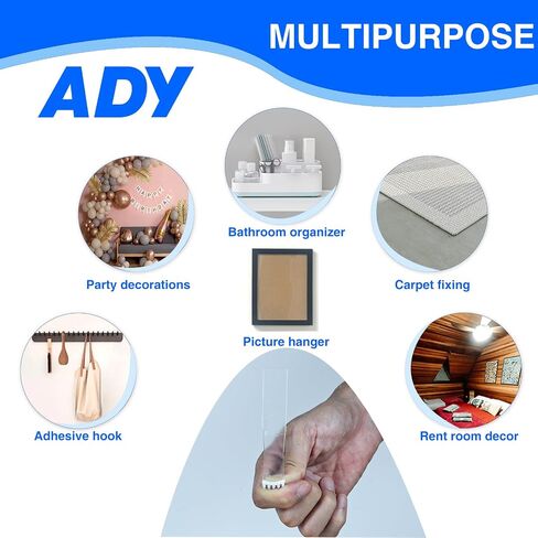 ADY Removable Double Sided Tape Heavy Duty 40 Pack, Clear Picture Hanging Strips Damage Free for Wall, Refill Adhesive Strips for Rent Room, Nano Transparent Adhesive Tape for Decor, Poster in Saudi Arabia