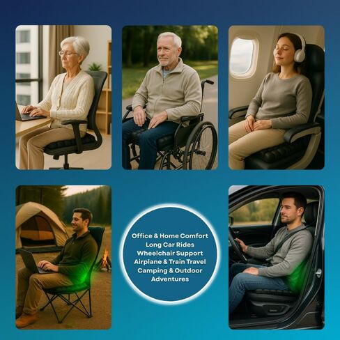 Inflatable Travel Seat Cushion for Airplane & Office – Airplane Seat Cushion for Long Flights, Portable Seat Pad for Plane Travel, Tailbone & Lower Back Pressure Relief in Saudi Arabia