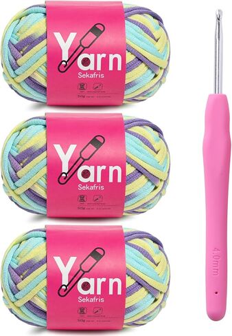 Crochet Yarn with Cotton Yarn for Crocheting - Crochet Knitting Yarn for Beginners with Easy-to-See Stitches - Yarn for Crocheting - Parfait Chunky Yarn -Cotton-Nylon Blend (Black) in Saudi Arabia