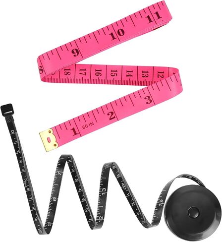 2 Pack Soft & Retractable Tape Measure - 60-Inch Dual-Scale Ruler for Body, Fabric, Sewing, Knitting (Black + Pink) in Saudi Arabia