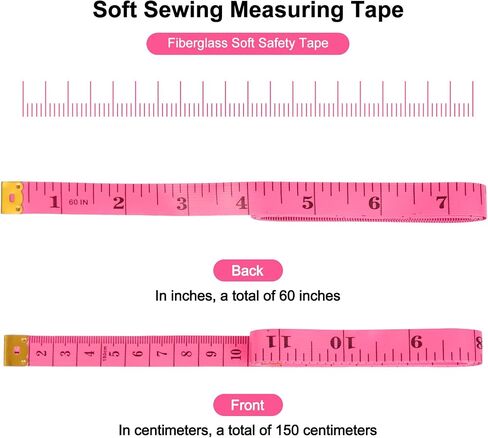 2 Pack Soft & Retractable Tape Measure - 60-Inch Dual-Scale Ruler for Body, Fabric, Sewing, Knitting (Black + Pink) in Saudi Arabia