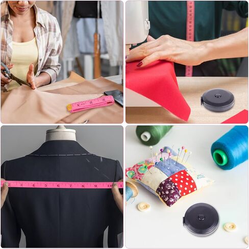 2 Pack Soft & Retractable Tape Measure - 60-Inch Dual-Scale Ruler for Body, Fabric, Sewing, Knitting (Black + Pink) in Saudi Arabia
