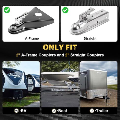 قفل المقطورة، يناسب قارنة توصيل مقاس 2 5/16 بوصة، قفل عفريت مطور من الفولاذ المقاوم للصدأ، أقفال وصلة مقطورة شديدة التحمل، مصممة للمقطورة والمركبات الترفيهية والقارب in Kuwait