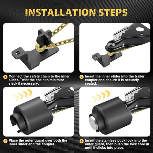 قفل المقطورة، يناسب قارنة توصيل مقاس 2 5/16 بوصة، قفل عفريت مطور من الفولاذ المقاوم للصدأ، أقفال وصلة مقطورة شديدة التحمل، مصممة للمقطورة والمركبات الترفيهية والقارب in Kuwait