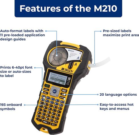 مجموعة شركاء طابعة الملصقات المحمولة Brady M210 مع: ملحق مغناطيس M210-KIT، BMP21، BMP21-PLUS (21-مغناطيس) in Kuwait