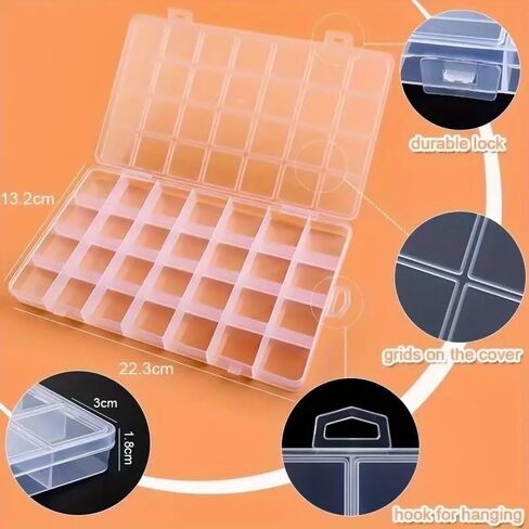 24 Grids Clear Plastic Storage Container With Adjustable Divider, Clear Compartment Container Storage for Beads, Crafts, Art DIY, Jewelry, Screws, Thread, Fishing Gear, Small Items in Saudi Arabia
