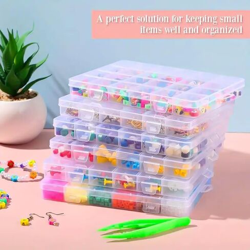 24 Grids Clear Plastic Storage Container With Adjustable Divider, Clear Compartment Container Storage for Beads, Crafts, Art DIY, Jewelry, Screws, Thread, Fishing Gear, Small Items in Saudi Arabia