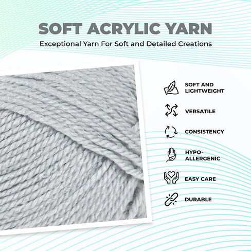 Mary Maxim Mellowspun DK Weight Yarn, Lightweight Acrylic Yarn for Crocheting and Knitting Baby Blankets, Afghans, Sweaters, and Clothing, 284 Yards, 3.5 Oz, Dove in Kuwait
