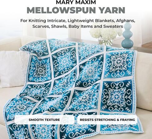 Mary Maxim Mellowspun DK Weight Yarn, Lightweight Acrylic Yarn for Crocheting and Knitting Baby Blankets, Afghans, Sweaters, and Clothing, 284 Yards, 3.5 Oz, Dove in Kuwait