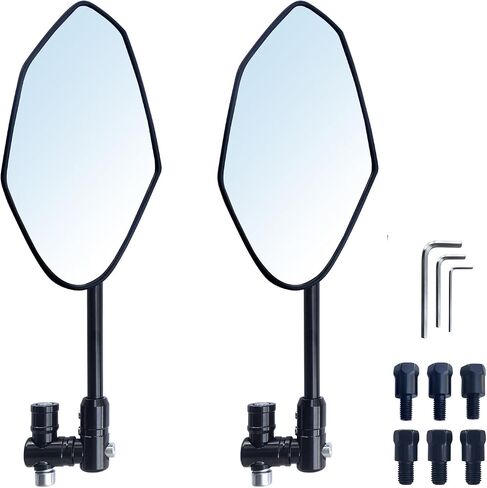 MAMIKO Universal Motorcycle Rear View Mirrors for M8 M10 Threaded Bolt Double Take Mirror Mount Compatible with Motorcycle Scooter Moped Polaris Sportsman Honda ATV Dirt Bike Cruiser in Kuwait