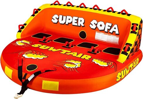Super Sofa Towable Tubes for Boating 1-3 Person,Tubes for Boats,Inflatable Boat Tube/Water Tube,Front&Back Tow Points with Heavy-Duty Thick Nylon Cover for Water Sports (Red Mutil) in Kuwait