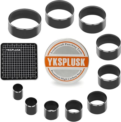 Leather Circle Cutter Tool Set, 10 Pieces Circle Punch Tools 15 20 25 30 35 40 45 50 55 60mm, High Carbon Steel Round Cutting Dies - Leather Hole Punch Tool Kit for DIY Leathercrafts in Kuwait