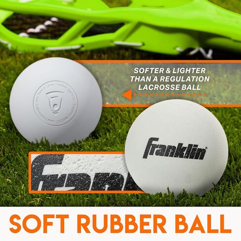Franklin Sports 32in Youth Practice Lacrosse Stick and Ball for Ages 3+ - Learn to Play and Teach Fundamentals - Perfect for Beginners - 2 Practice Lacrosse Sticks and 1 Practice Lacrosse Ball in Kuwait