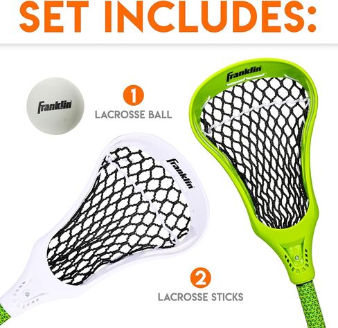 Franklin Sports 32in Youth Practice Lacrosse Stick and Ball for Ages 3+ - Learn to Play and Teach Fundamentals - Perfect for Beginners - 2 Practice Lacrosse Sticks and 1 Practice Lacrosse Ball in Kuwait