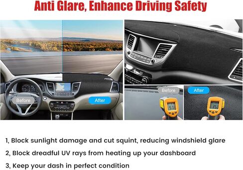 Dash Cover Dashboard Mat Dash Mat Carpet Pad Replacement for Hyundai Tucson 2016 2017 2018 Sunshield Protector Interior Pad (Black) in Saudi Arabia