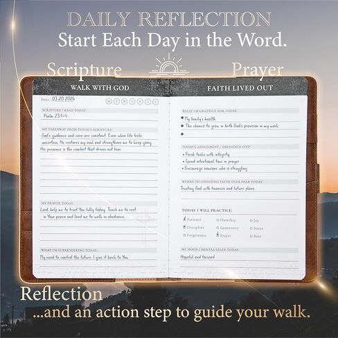Bible Study Journal – Guided Prayer Journal with Daily Scripture Prompts & Reflections – Premium Leather Christian Gift for Faith & Spiritual Growth in Saudi Arabia