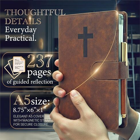 Bible Study Journal – Guided Prayer Journal with Daily Scripture Prompts & Reflections – Premium Leather Christian Gift for Faith & Spiritual Growth in Saudi Arabia