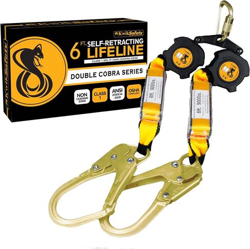 KwikSafety - حبل إنقاذ ذاتي السحب من شبكة كوبرا مقاس 6 بوصات [KIT] فئة 1 حبل أمان قابل للسحب SRL ANSI OSHA Fall Gear in Saudi Arabia
