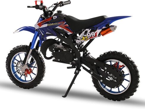 50cc 2-Stroke Dirt Bike for Adults & Kids, Mini Dirt Bike Gas Powered Bike, Motorcycle with Off-Road Tires, Front/Rear Disc Brakes, Shock Absorption, Max Speed 25MPH & Support 330IBS Blue in Saudi Arabia
