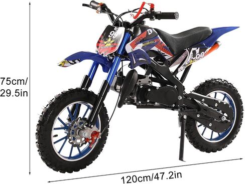 50cc 2-Stroke Dirt Bike for Adults & Kids, Mini Dirt Bike Gas Powered Bike, Motorcycle with Off-Road Tires, Front/Rear Disc Brakes, Shock Absorption, Max Speed 25MPH & Support 330IBS Blue in Saudi Arabia
