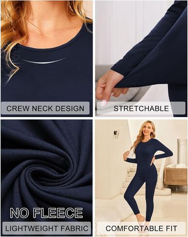 Ekouaer 2 Packs Thermal Underwear Sets Long Johns Base Layer Lightweight Thermals 2 Pieces Set Black/Grey S in Saudi Arabia