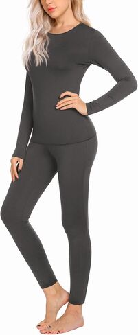 Ekouaer 2 Packs Thermal Underwear Sets Long Johns Base Layer Lightweight Thermals 2 Pieces Set Black/Grey S in Saudi Arabia