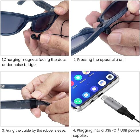 Charger for RayBan Meta Smart Glasses Accessories, 4 ft Magnetic Charging Cable for Ray-Ban Wayfarer/Skyler/Headliner Sunglasses, with USB Adapter in Saudi Arabia